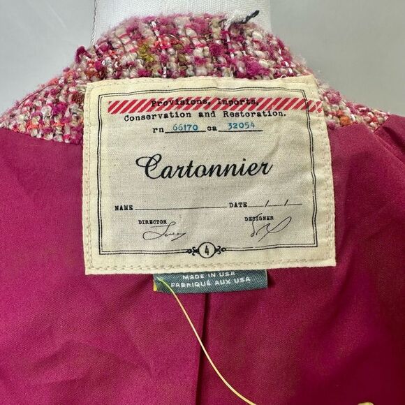Anthropologie Cartonnier Pink Multicolor Rosily Tweed Jacket Size 4 - Picture 12 of 14